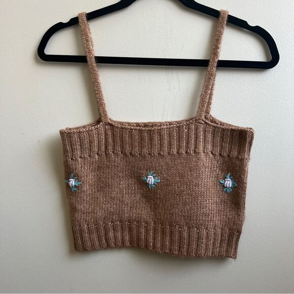 Hazel Moon Knit Crop brown Top Size Large - Picture 1 of 4